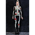 Miniatyrbillede 2 af 5: Halloween Kostume til Kvinder 2024, Enkeltdelt Skelet Kostume med Roser, Dødedag Kostume, Skelet Bodysuit, Halloween Voksen Kostume-ZZY