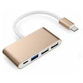 Pikkukuva 1 / 3: 4-in-1 Type-C Hub 3 USB 3.0:n kanssa - Power-yhteensopiva Mac Air 2020-2018 MacBook Pro 13/15/16 jne. USB-C-sovitin monilla porteilla - Vaaleanpunainen