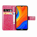 Miniatyrbillede 3 af 4: Til Huawei Y6s (2019) Firkløverlås Præget Spænde PU Læder Etui med Snøre & Kort Slot & Tegnebog & Holder