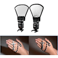 Miniatyrbilde 2 av 3: Blitsdiffusorreflektor, 2-sidig hvit/sølv Bend Bounce blitsreflektorsett med elastisk stropp for Speedlight-blitser (hvit/sølv)