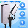 Pikkukuva 4 / 5: 2.5 Gigabit Ethernet -sovitin, Type-C USB 3.0 - RJ45 LAN 2500Mbps Nopea 2.5G Verkkokortti NA:lle