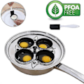 Miniatyrbild 2 av 5: Äggkokare med 4 Koppar - Äggkokare i Rostfritt Stål för Pocherade Ägg, Induktionshäll, Äggkokare Set med 4 Nonstick Stora Silikon Äggkokare Koppar