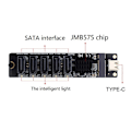 Pikkukuva 5 / 5: TYPE-C - SATA3.0 5 Portin Adapterimuunninkortti 6Gbps USB10G JM575+JMS580 SATA SSD HDD -laajennukseen