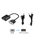 Miniatyrbild 1 av 5: 1080P HD VGA till HDMI-konverteringsadapterkabel med 3,5 mm ljudutgång Han VGA till Hon HDMI-adapter för PC-bärbar dator till HDTV-projektor