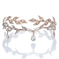 Miniatyrbillede 1 af 5: Remedios Rhinestone Blad Bryllupskrone Hårbøjle Til Brude, Krystal Vedhæng Tiara Hårbøjle Til Bryllup Prom Fødselsdag, Sølv