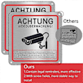 Miniatyrbillede 5 af 5: Videoovervågningsskilt, Videoovervågning Privat Ejendom, 15 X 15 Cm Metal Advarsel Videoovervågningsskilt 4-pak