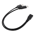 Miniatyrbilde 2 av 5: USB 2.0 A Hann til USB Hunn 2 Dobbel Dual Strømforsyning USB Hunn Splitter Skjøteledning Hub Lader For Skrivere Tilbehør