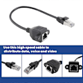 Miniatyrbild 4 av 5: 30 cm RJ45 Hane till Hona Skruv Panelmontering Ethernet LAN Nätverksförlängningskabel