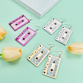 Miniatyrbilde 3 av 5: 3 Par Kassett-Ørepynt fra 80-tallet Retro Tape Dangle Ørepynt Morsomme Drop Ørepynt for Kvinner Tilbehør