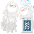 Dreamcatcher unicorn children macrame feathers ornament white decoration gift