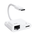 Pikkukuva 1 / 5: USB C - Ethernet -sovitin, USB Type C - RJ45 Gigabit Ethernet LAN -sovitin 60 W:n laturilla, /P 2024THO:lle