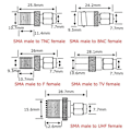 Miniatyrbild 4 av 5: 10-pack SMA Adapter Kit SMA Hane till /BNC/UHF/MCX/SMB/TV/TNC Hona