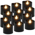 12-Pack Black LED Tealights with Flame Effect