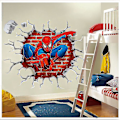 Miniatyrbild 1 av 2: 3D Cartoon Spiderman Väggdekaler Superhjälte För Pojkar Barnrum--