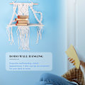Miniatyrbillede 2 af 5: Boho Macrame Væghængt Hylde Håndlavet Vævet Kvaster Gobelin Rack Træ Flydende Opbevarings Hænger Fo