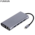 Miniatyrbild 3 av 4: FUNXUN 11 i 1 Typ C HUB Dock HUB 4K 30Hz Typ C till kompatibel USB 3.0 Adapter PD 87W USB Splitter för MacBook