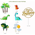 Pikkukuva 2 / 5: Dinosaurukset Kakkukoristeet Kupikakku Topper Dinosaurukset Kakkukoristeet Lapsille Syntymäpäivä Baby Shower Juhlatarvikkeet 13kpl