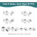 Miniatyrbillede 4 af 5: 160 stk. 8 Stilarter Rustfrit Stål Spacer Perler 4-5mm Runde Perler Søjle Perler Løse Perler Rondelle Perler Tønde Perler Hexagon Perler Glatte Perler til DIY