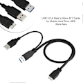 Miniatyrbillede 3 af 3: USB 3.0 A Han til Micro B Han Han Strømforsyning Y Kabel til Mobil Harddisk HDD 50cm