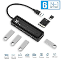 Pikkukuva 1 / 5: 10 Gbps 6-in-1 USB-hubiadapteri Type-C - 4x USB 3.2 Gen 2 10 Gbps SuperSpeed USB C - USB-hubi SD 2.0
