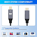 Pikkukuva 5 / 5: USB-C - Mini DisplayPort -kaapeli, USB Type C 3 - Mini DP -johto, 4K-sovitinkaapeli