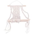 Miniatyrbillede 1 af 5: Boho Macrame Væghængt Hylde Håndlavet Vævet Kvaster Gobelin Rack Træ Flydende Opbevarings Hænger Fo
