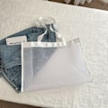 Miniatyrbild 1 av 3: Transparent Strand Nylonväska Mesh Handhållen Shoppingväska VIT Vit