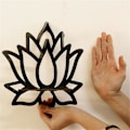 Miniatyrbillede 3 af 5: Lotus Hjørnehylde Trævægmonteret Flydende Hylde Dekorativ Blomst Plante Display Hylde til Soveværelse