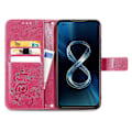 Miniatyrbillede 3 af 4: Til Asus Zenfone 8 ZS590KS Firkløverlås Præget Spænde Mobiltelefon Beskyttelse Læderetui med Lanyard & Kortslot & Tegnebog & Beslagfunktion