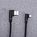 Pikkukuva 2 / 3: 1M Oikeakulmainen USB Micro -kaapeli Punottu USB 2.4 A - 90 asteen datakaapeli Laturijohto yleiskäyttöiseen Android-puhelimeen (musta) 2025.