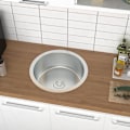 Miniatyrbillede 3 af 5: Køkkenvask Rund Køkkenvask Nedfældning Rustfrit Stål Enkelt Kumme Catering Vaske