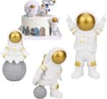 [3 stk.] Astronautfigurer Kaketopp (gyllen)