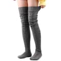 Warm Knitted Knee-High Socks Thigh High Dark Grey