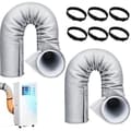 2 stk. isolerende ærme – 3-lags termisk isolering med 6 stropper – til bærbar aircondition – grå 150x53cm