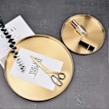 Miniatyrbillede 4 af 4: Rundt Guldbakke, dekorativ metalbakke Makeup Bakke Organizer til toiletbord, badeværelse, kommode, mat messing F