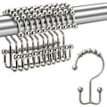 Miniatyrbillede 1 af 5: Bruseforhængskroge, rustfrie metal dobbelte glidekroge til badeværelses brusestænger og forhæng