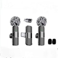Miniatyrbild 5 av 5: 2024 Professionell Trådlös Lavaliermikrofon 2-pack Brusreducerande Kristallklart Inspelning med USB-C för iPhone 15 Pro Max, iPad, Android, Live Streaming