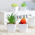 Miniatyrbilde 5 av 5: Falske kunstige sukkulentplanter i hvite mini firkantede potter for hjemmehagedekor grønn (4 stk. plastblomsterpotte)
