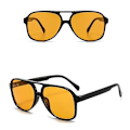 Pikkukuva 2 / 5: Vintage Aviator -aurinkolasit naisille ja miehille, 70-luvun lasit, retro, ylisuuret keltaiset linssit, sävyt 2025th
