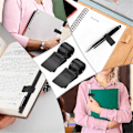 Miniatyrbillede 5 af 5: Hjelm Blyantklips, Universal Justerbar Clipboard Blyantholder Klips Holder Klips Organizer til Notesbog, Sort