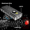 Miniatyrbillede 3 af 5: 7000 Lumen Kraftfulde Cykellys Foran Og Bagpå, 5 LED Super Lyse USB Genopladelige Vandtætte Bicyc