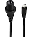 Pikkukuva 1 / 5: Micro USB 90 asteen urosäätöinen urosliitin USB 3.1 Type-C naarasliittimeen, upotettu paneeliin asennettava jatkokaapeli autoon, moottoripyörään ja kojelautaan
