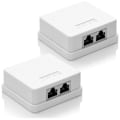 Miniatyrbilde 1 av 5: 2x Cat 6a Nettverkskontakter, 2x Ftp Rj45 Kontakter, Skjermet 10gbit Ethernet Lan Veggmonteringskabel, Hvit