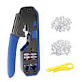 Miniatyrbild 1 av 5: RJ45 Crimpverktygssats All-in-one Avskärare med 50 st Cat6 Genomgående Kontakter 50 st RJ45 C