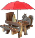 Miniatyrbild 1 av 3: Ekorrfoderbord Väderbeständigt Ekorrpicknickbord Trä Ekorrfoderbord Med Paraply [adva