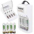 Charger for AA/AAA Rechargeable Batteries Including 4 AA Batteries