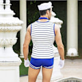 Miniatyrbild 4 av 4: Män Sailor Seaman Party Kostym Cosplay Rollspel Outfit Lingerie (Paket med 1 set) Blå