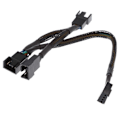 Miniatyrbillede 4 af 5: Fire-pin kabel PWM-blæsersplitter til 3 adapter, sort sleeved