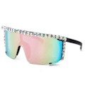 Miniatyrbillede 1 af 5: Krystal Solbriller Funklende Rhinestone Koncertbriller Oversized Firkantede -farve:13 2025th