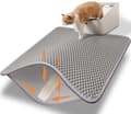 60x90 cm Waterproof Double-Layer Cat Litter Mat with Honeycomb Structure - Grey